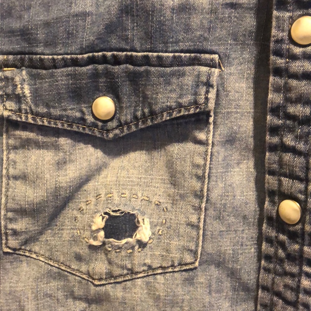 American Eagle Distressed Denim Top - Picture 3 of 5